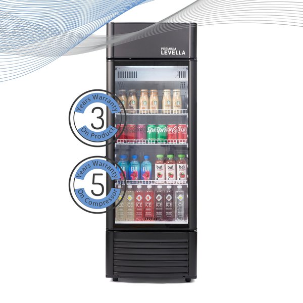 Premium Levella®  6.5 Cu. Ft. Single Glass Door Upright Display Cooler. Merchandiser Refrigerator.