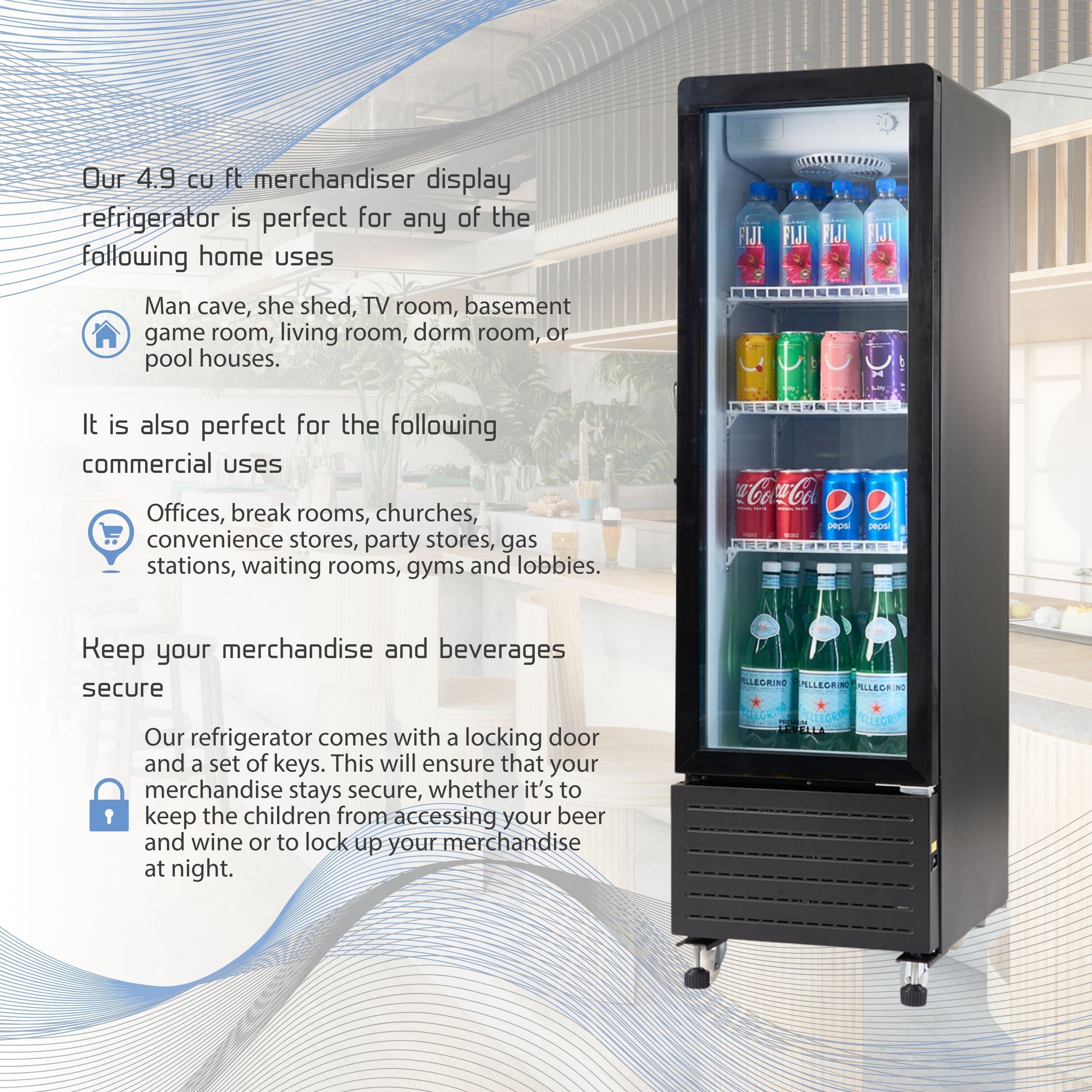 Premium Levella® 4.9 Cu. Ft. Single Door Display Refrigerator.