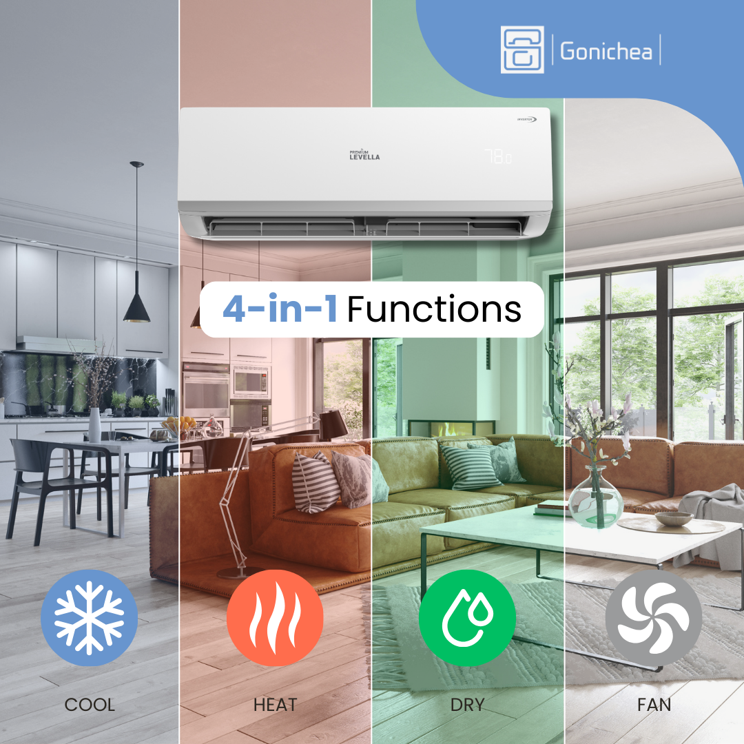 Premium Levella® 16,500 BTU 17 SEER2 Ductless Mini-Split Inverter Air Conditioner Heat Pump System Full Set 230V.