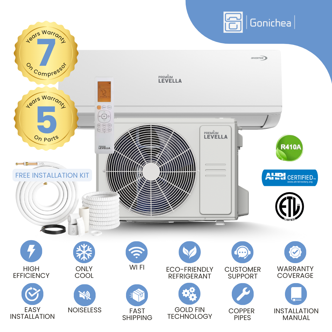 Premium Levella® 18,000 BTU 20 SEER2 Ductless Mini-Split Inverter Air Conditioner Only Cold System Full Set 230V.
