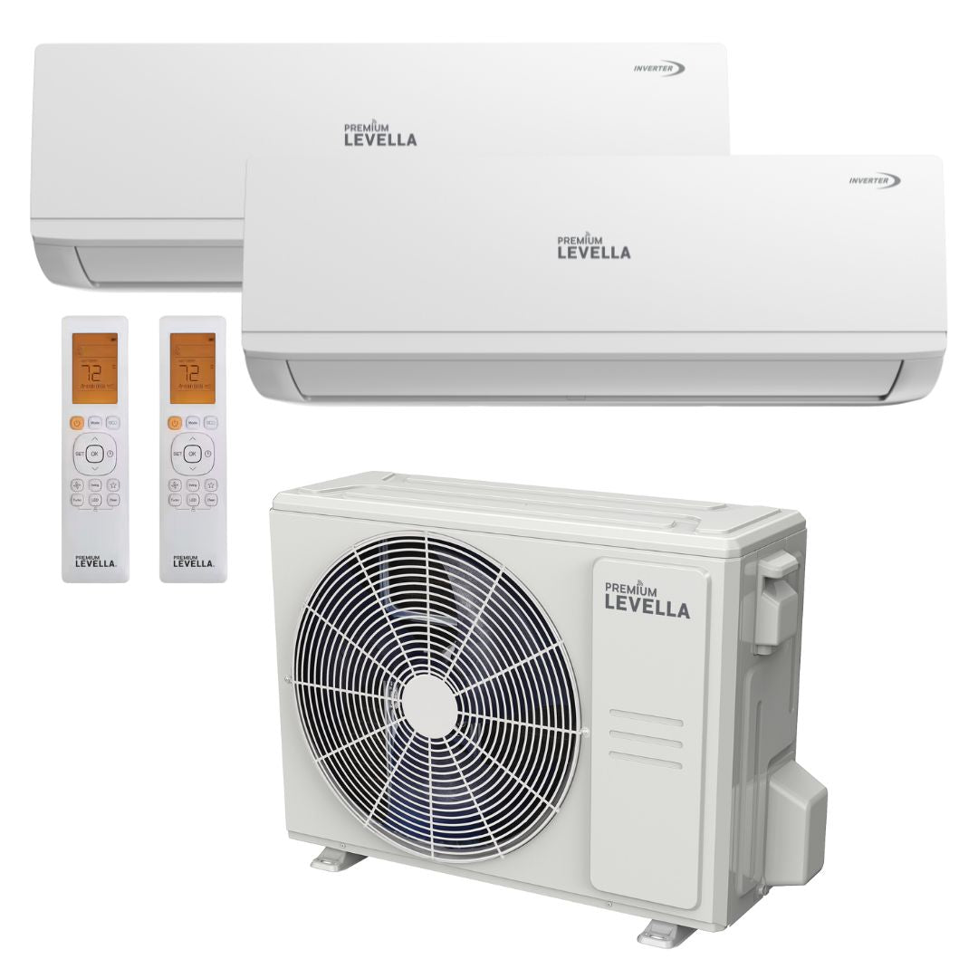 Dual Zone 21.5 SEER Ductless Mini Split Air Conditioner Inverter Wifi Heat Pump