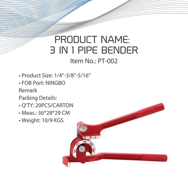 Premium Levella® Tube Bender 180º, 3 in 1 Aluminum Alloy Body OD Tubing 1/4" 5/16" & 3/8"