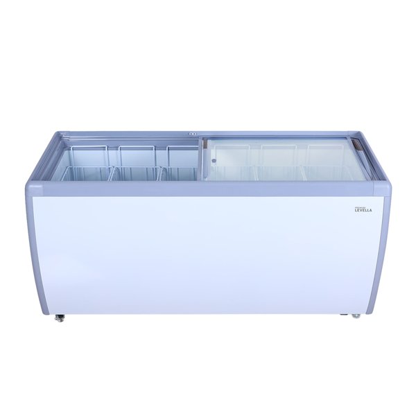 Premium Levella® 15.9 Cu. Ft. Display Freezer/Refrigerator with Double Curved Glass Doors – White | Residential and Commercial Use