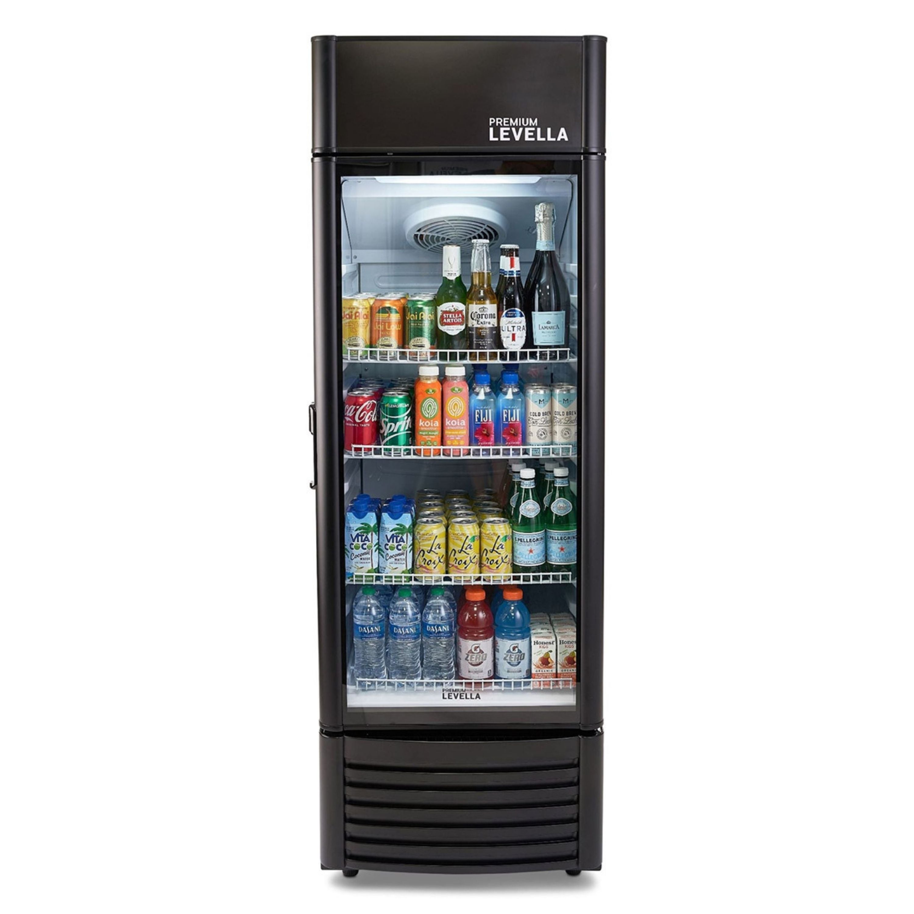 Premium Levella® 9.0 Cu. Ft. Single Glass Door Upright Display Cooler. Merchandiser Refrigerator.