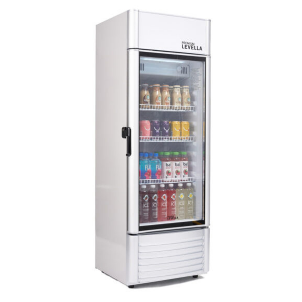 Premium Levella® 6.5 Cu. Ft. Single Glass Door Upright Display Cooler. Merchandiser Refrigerator.