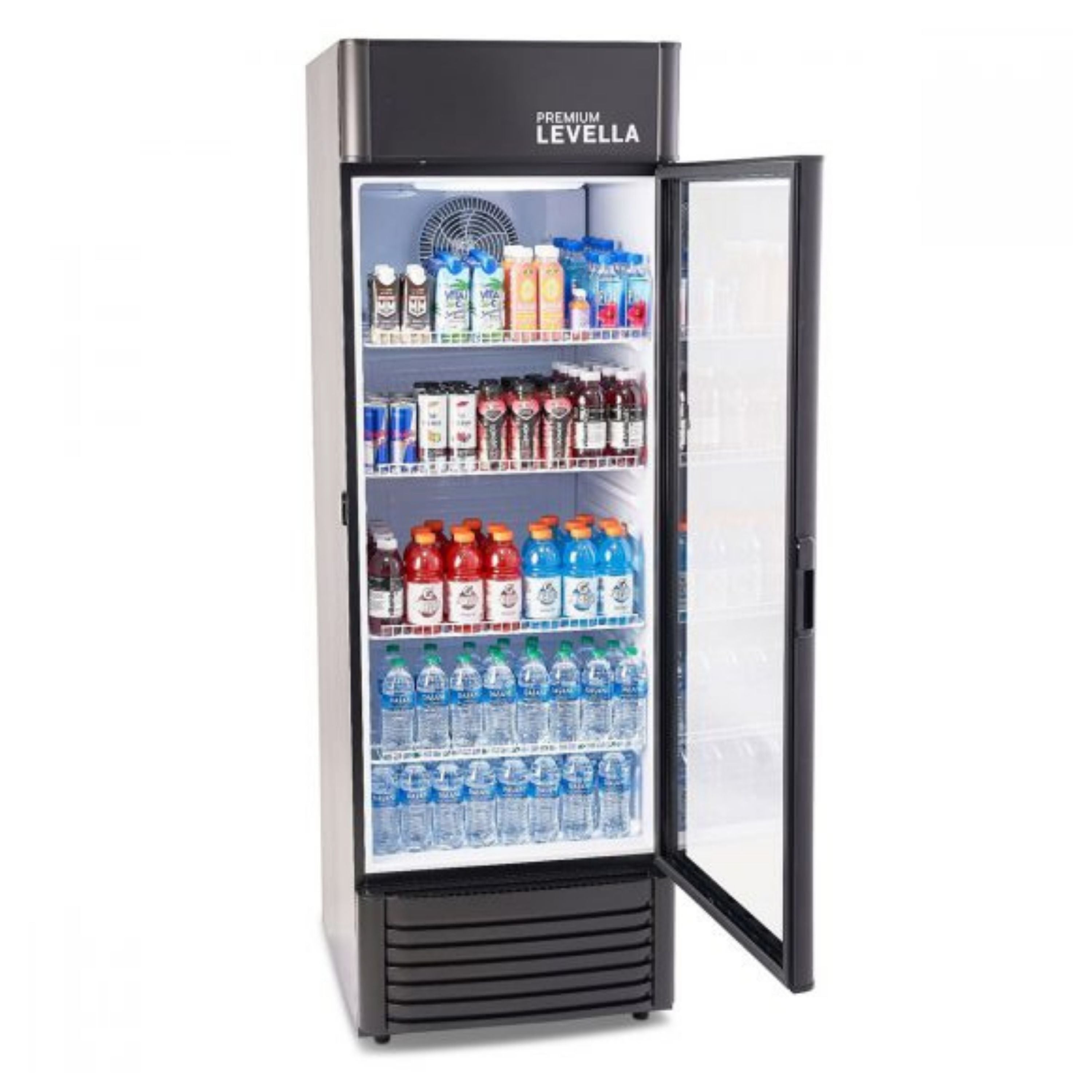Premium Levella® 15.5 Cu. Ft. Single Glass Door Upright Display Cooler. Merchandiser Refrigerator.