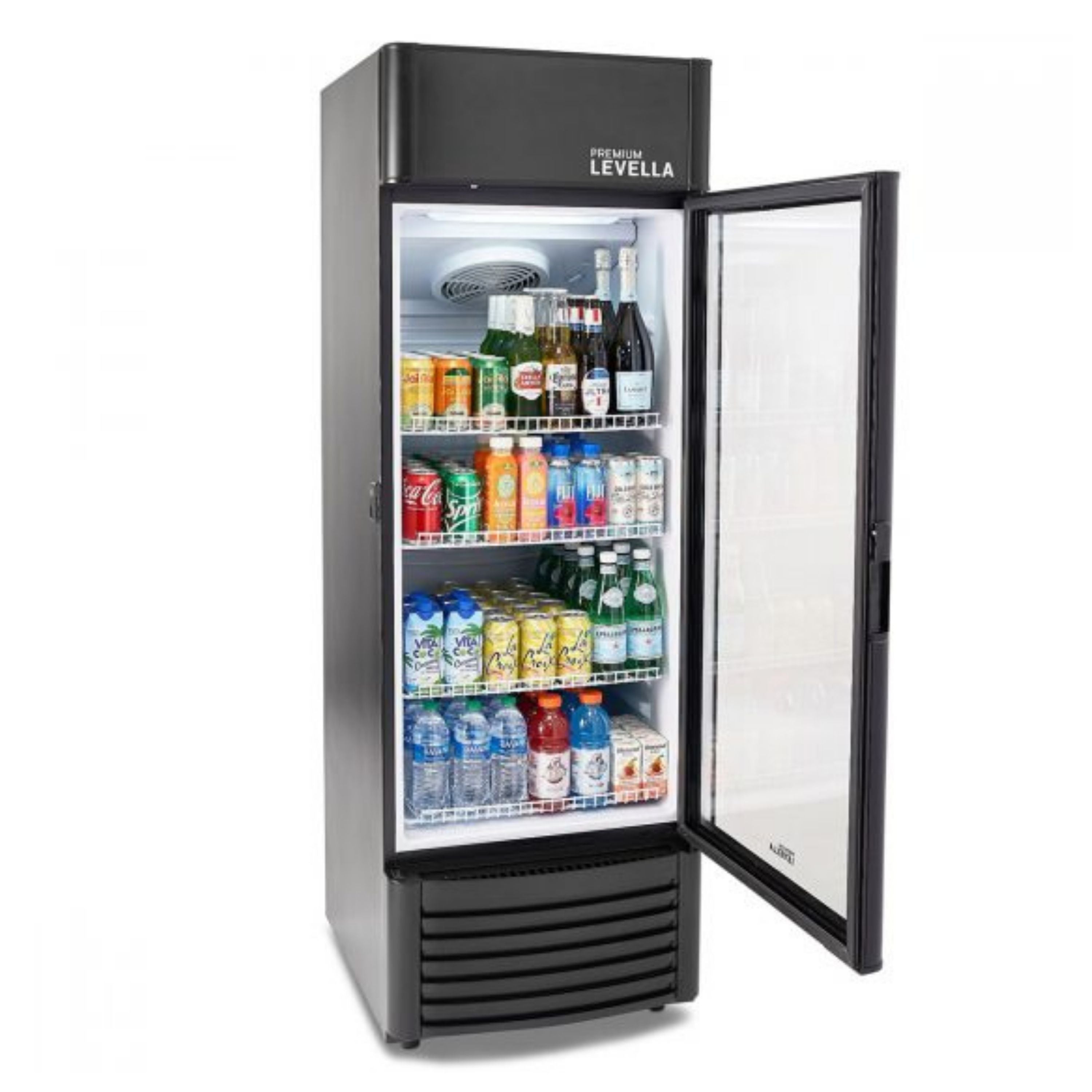 Premium Levella® 9.0 Cu. Ft. Single Glass Door Upright Display Cooler. Merchandiser Refrigerator.