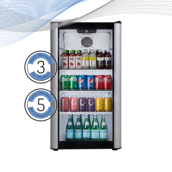 Premium Levella® 3.1 Cu. F.t Single Glass Door Upright Display Cooler. Merchandiser Refrigerator.