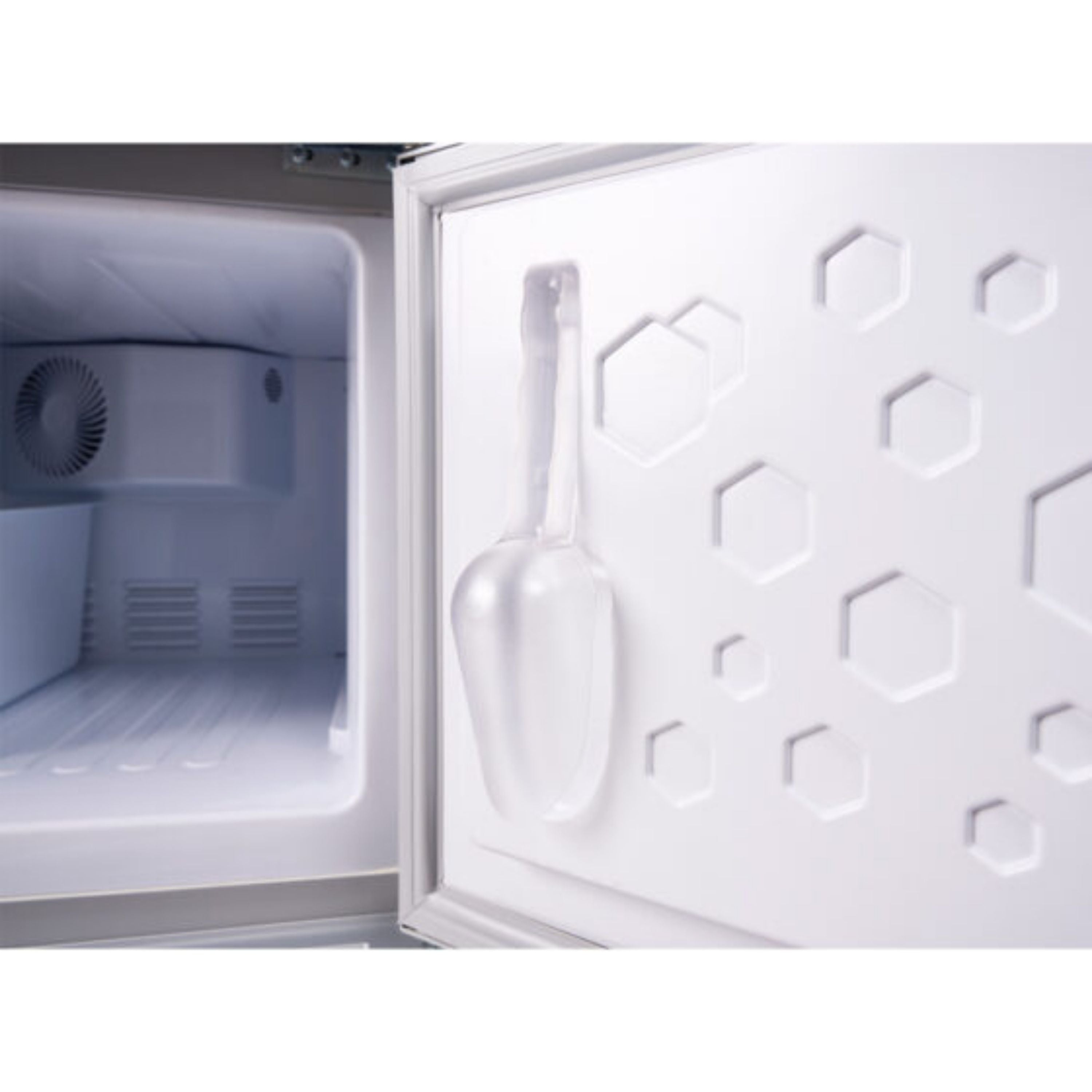 Premium Levella® 12.5 Cu. Ft. Single Glass Door Upright Display Cooler Refrigerator with Automatic Ice Maker.