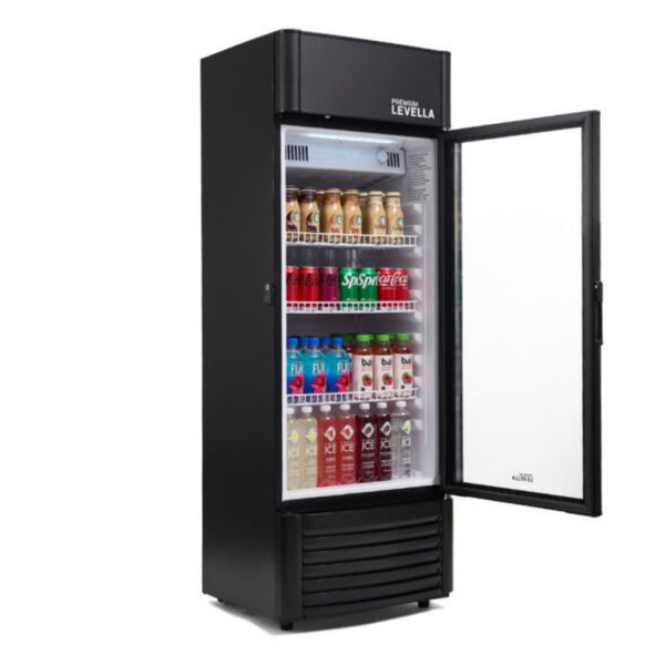 Premium Levella®  6.5 Cu. Ft. Single Glass Door Upright Display Cooler. Merchandiser Refrigerator.