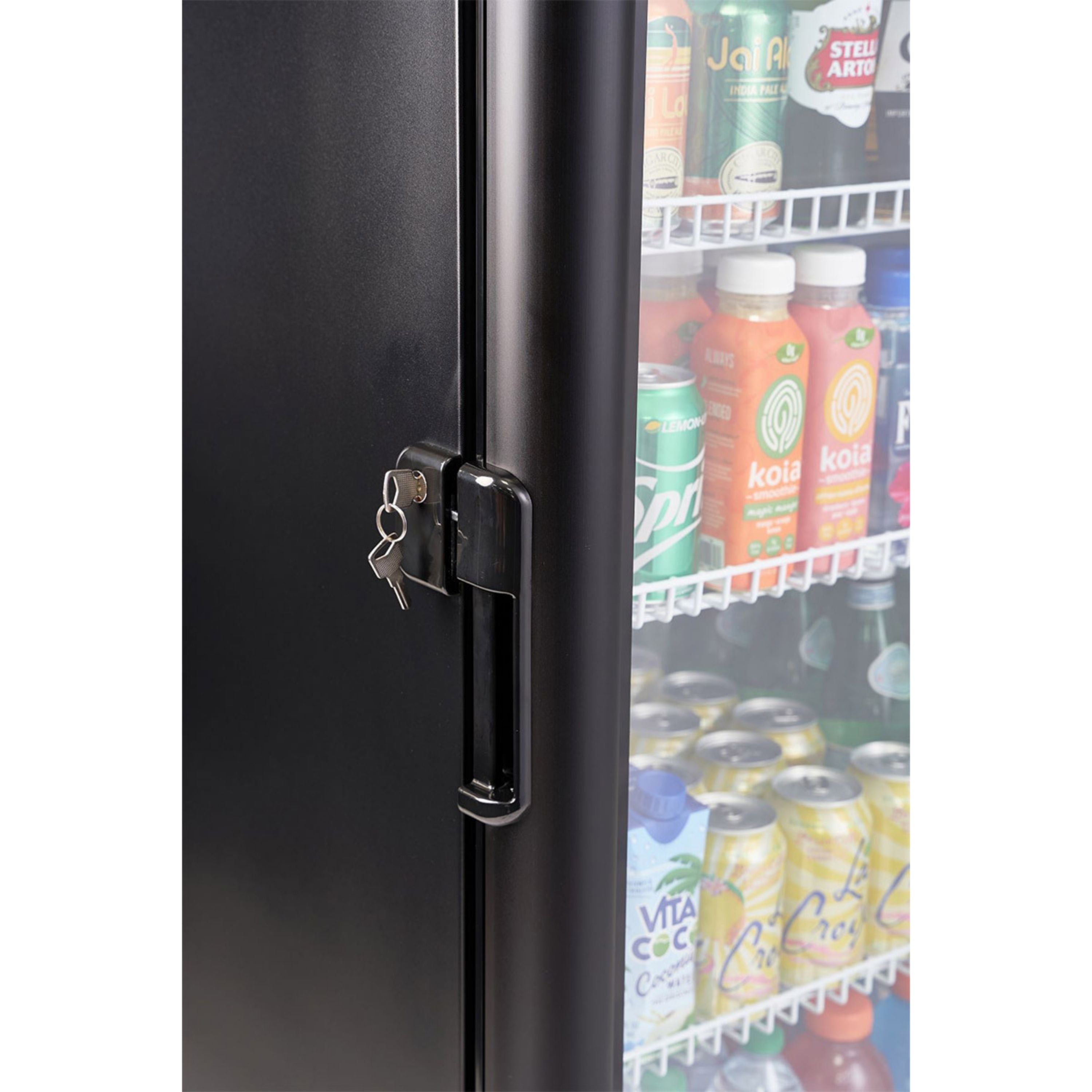Premium Levella® 9.0 Cu. Ft. Single Glass Door Upright Display Cooler. Merchandiser Refrigerator.