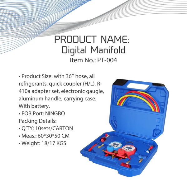 Premium Levella® MANIFOLD WITH 36" HOSE R410A/R22/R404 SIGHTGLASS