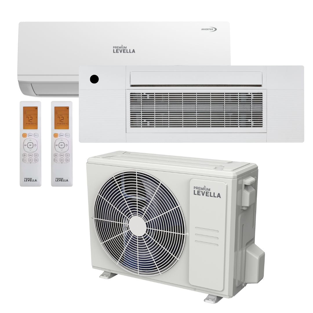 Dual Zone 21.5 SEER Ductless Mini Split Air Conditioner Inverter Wifi Heat Pump