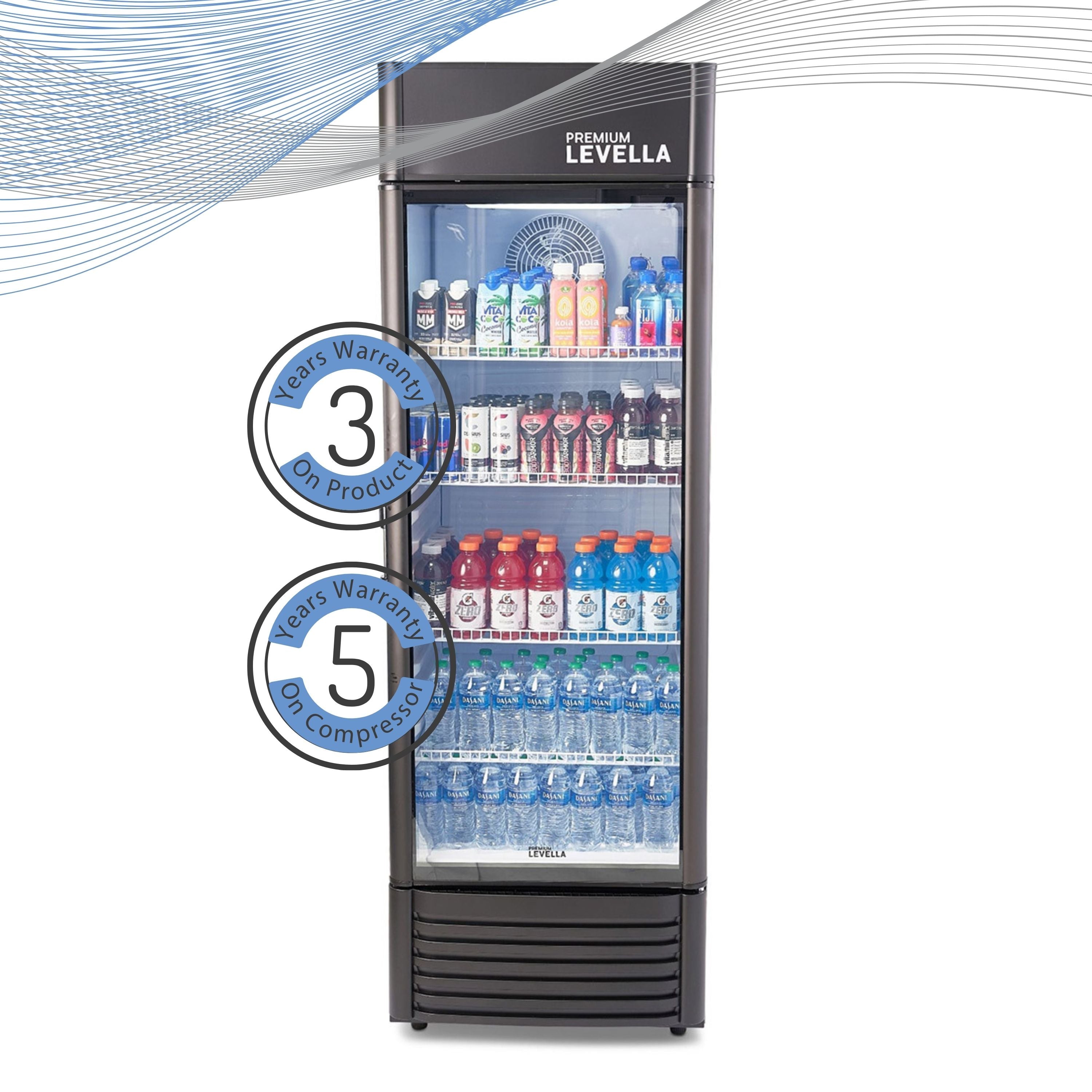 Premium Levella® 15.5 Cu. Ft. Single Glass Door Upright Display Cooler. Merchandiser Refrigerator.