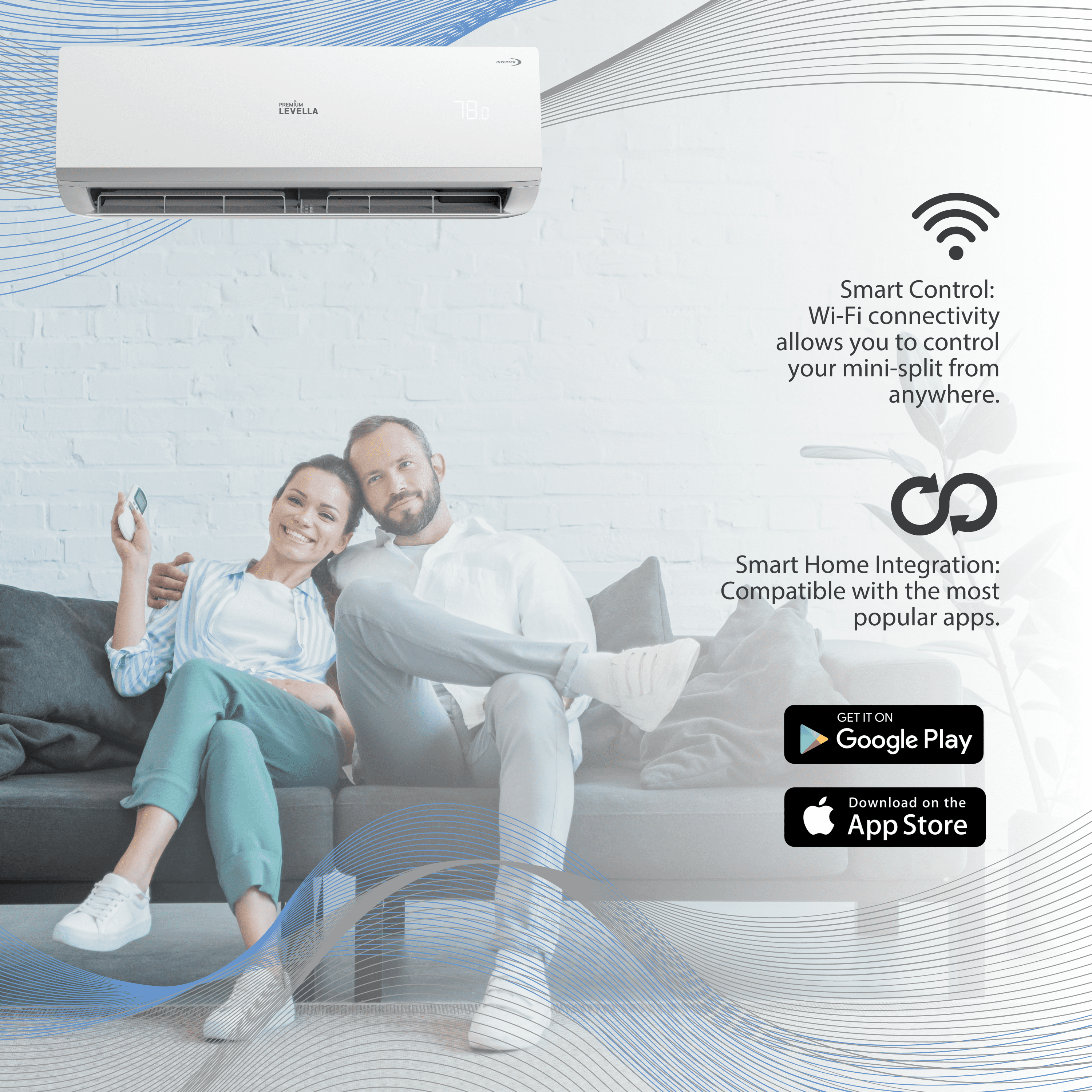 Dual Zone 21.5 SEER Ductless Mini Split Air Conditioner Inverter Wifi Heat Pump