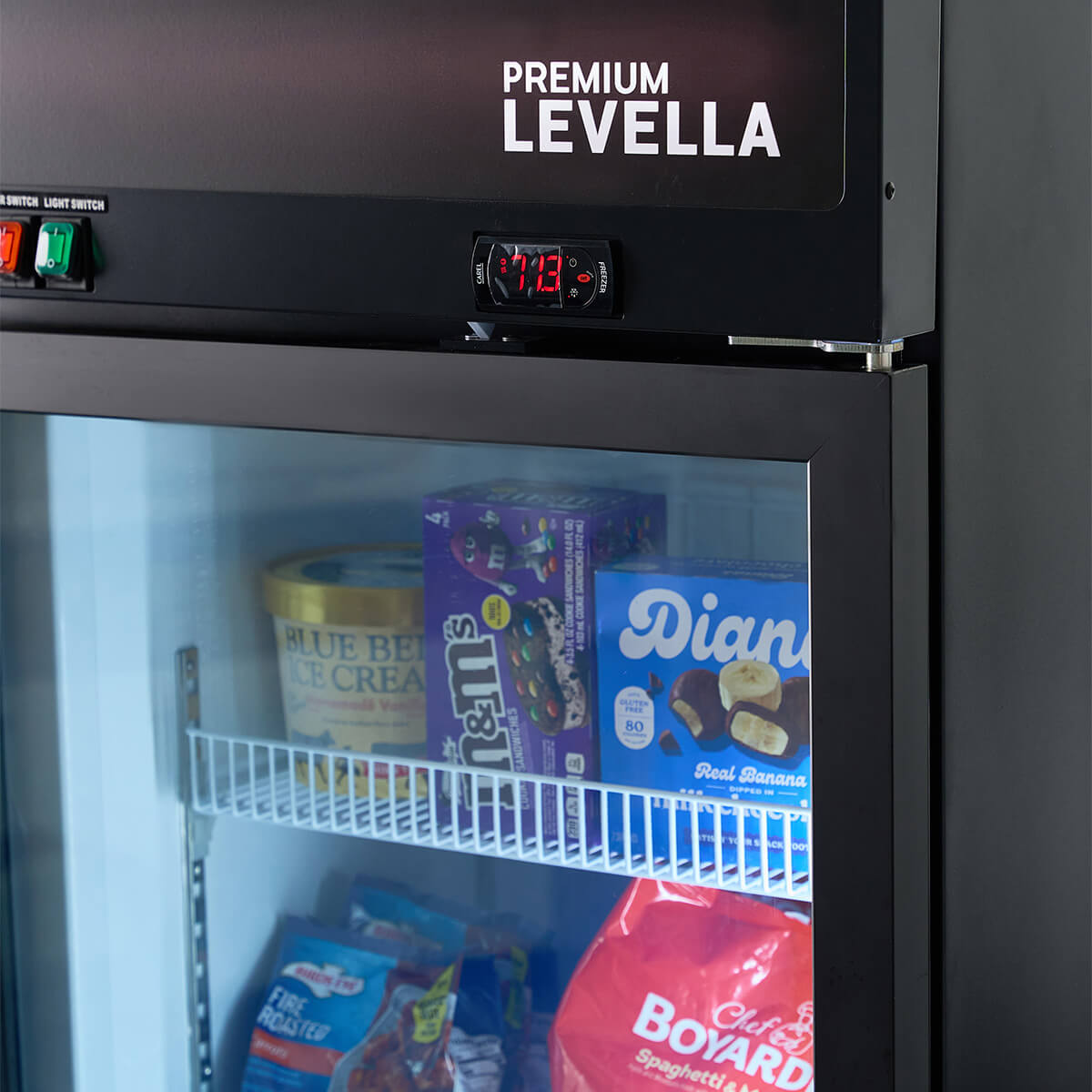 Premium Levella® 11.6 Cu. Ft. Single Glass Door Upright Display Freezer Blak.