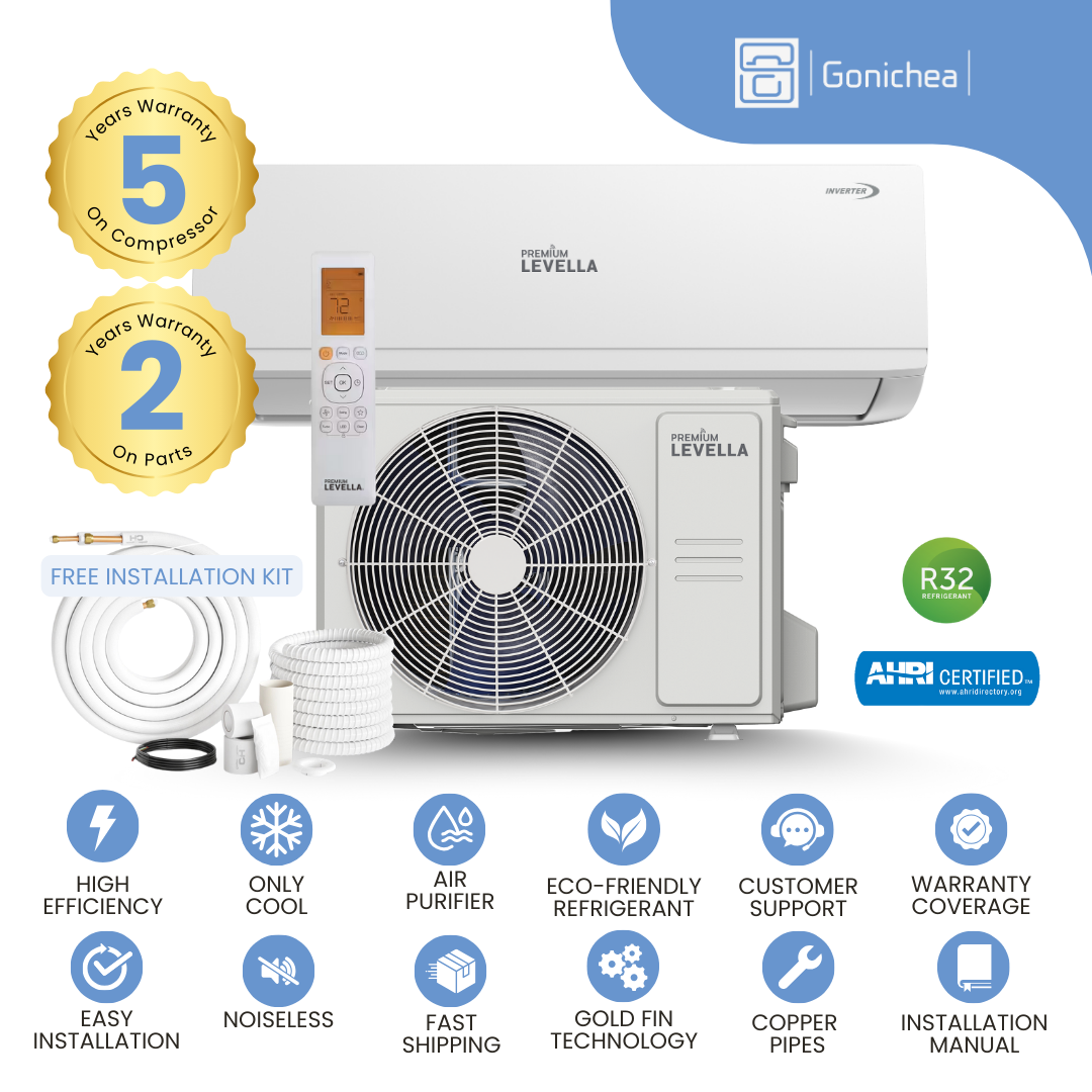 Premium Levella® 22,000 BTU 20 SEER2 Ductless Mini-Split Inverter Air Conditioner Only Cool System Full Set 230V.