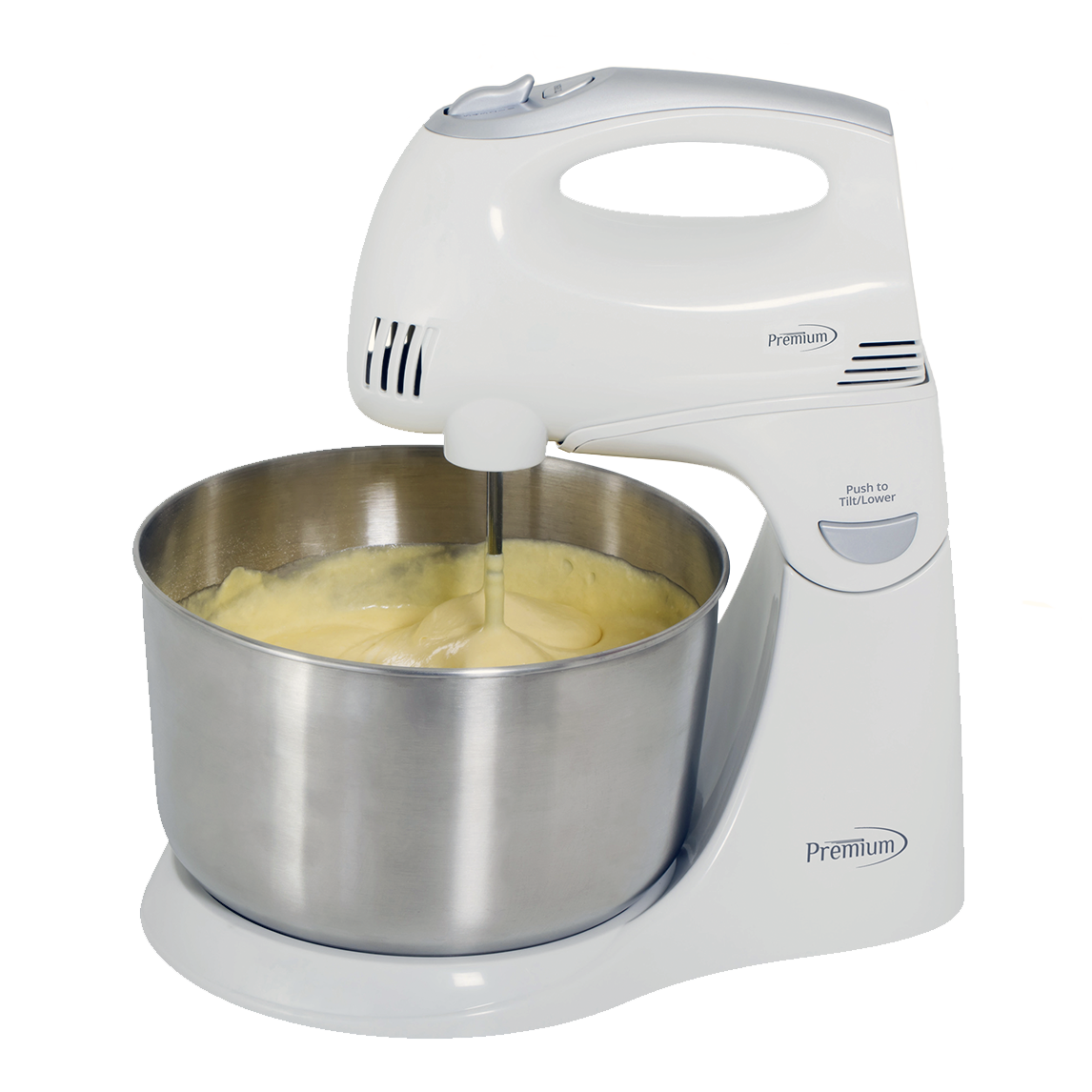 Premium 5 Speed Hand Mixer With Stand 4.5 Qt Stainless-Steel 300W Dual-Function