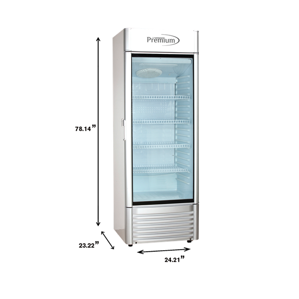 Premium Levella® 12.5 Cu. Ft. Single Glass Door Upright Display Cooler. Merchandiser Refrigerator.