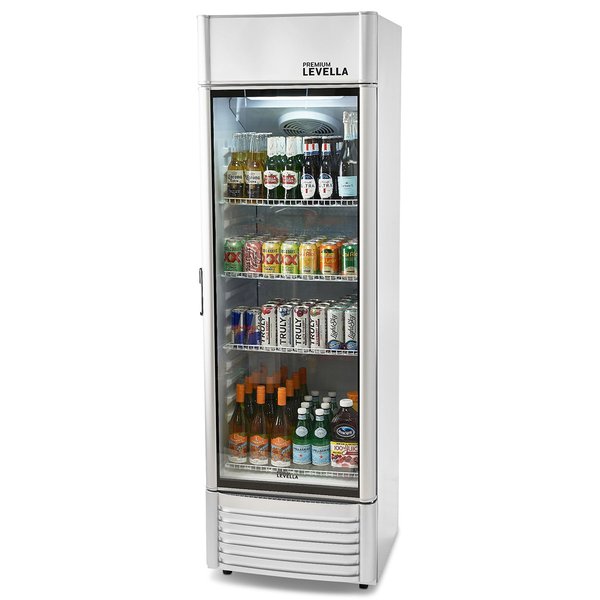 Premium Levella® 12.5 Cu. Ft. Single Glass Door Upright Display Cooler. Merchandiser Refrigerator.