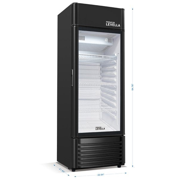 Premium Levella®  6.5 Cu. Ft. Single Glass Door Upright Display Cooler. Merchandiser Refrigerator.