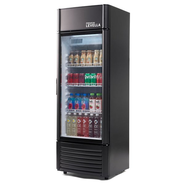 Premium Levella®  6.5 Cu. Ft. Single Glass Door Upright Display Cooler. Merchandiser Refrigerator.