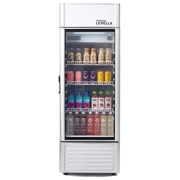 Premium Levella® 6.5 Cu. Ft. Single Glass Door Upright Display Cooler. Merchandiser Refrigerator.