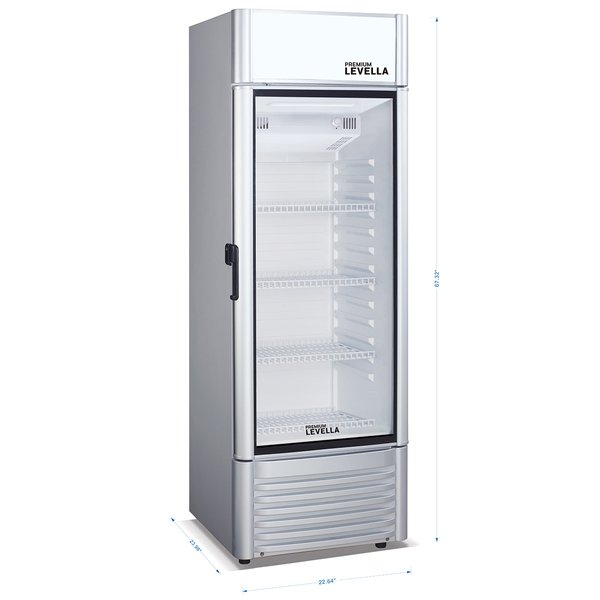 Premium Levella® 6.5 Cu. Ft. Single Glass Door Upright Display Cooler. Merchandiser Refrigerator.