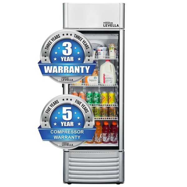 Premium Levella® 6.5 Cu. Ft. Single Glass Door Upright Display Cooler. Merchandiser Refrigerator.