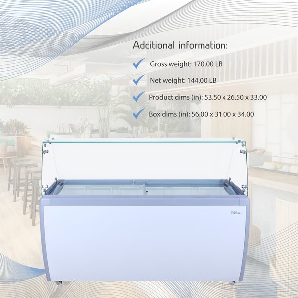 Premium Levella® 15.9 Cu. Ft. Glass Sneeze Guard Showcase Freezer