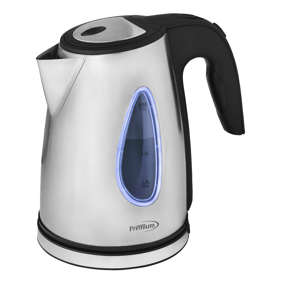 Premium 1100W 1.7 L  Stainless steel Electric Tea Kettle Blue LED light Boil-dry protection