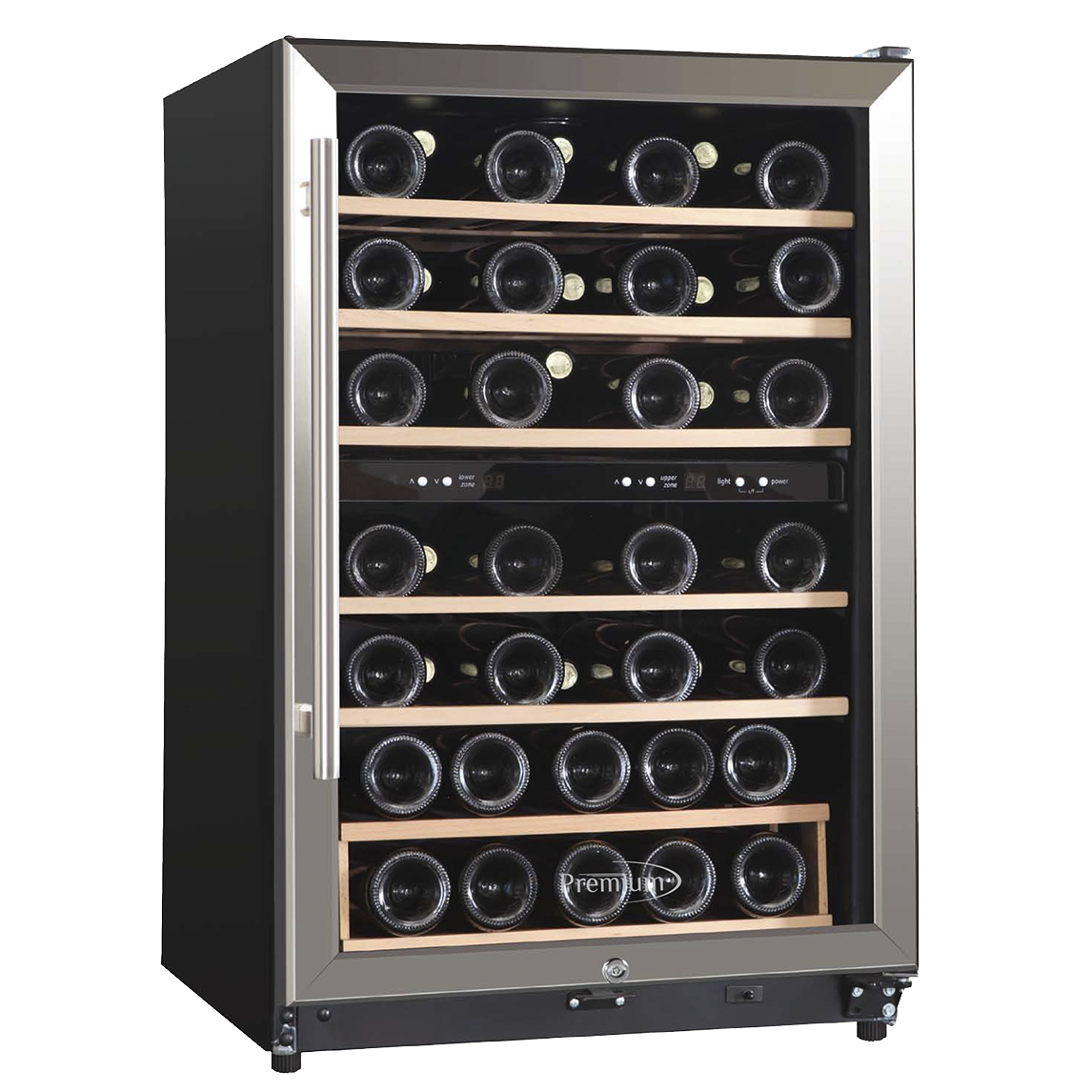 Premium - 45 Bottle Wine Cooler Stainless steel handle Dual zone Single door.