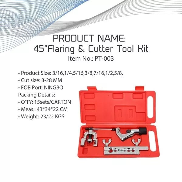 Premium Levella® FLARING & CUTTER TOOL KIT FOR 3/16", 1/4", 5/16", 3/8", 7/16", 1/2" & 5/8" O.D. TUBING & CT-195 CT-274