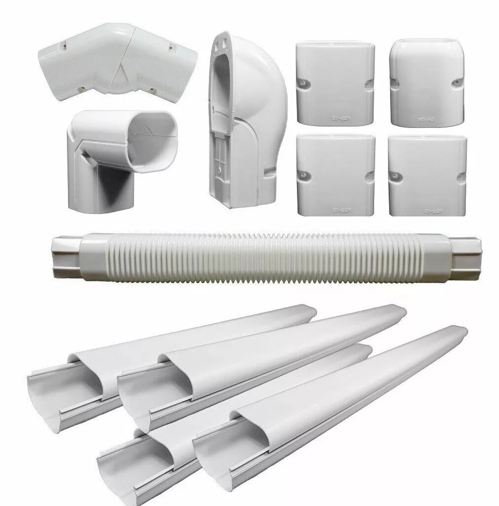 PVC decorative line cover kits and pipes for mini-split and central air conditioning